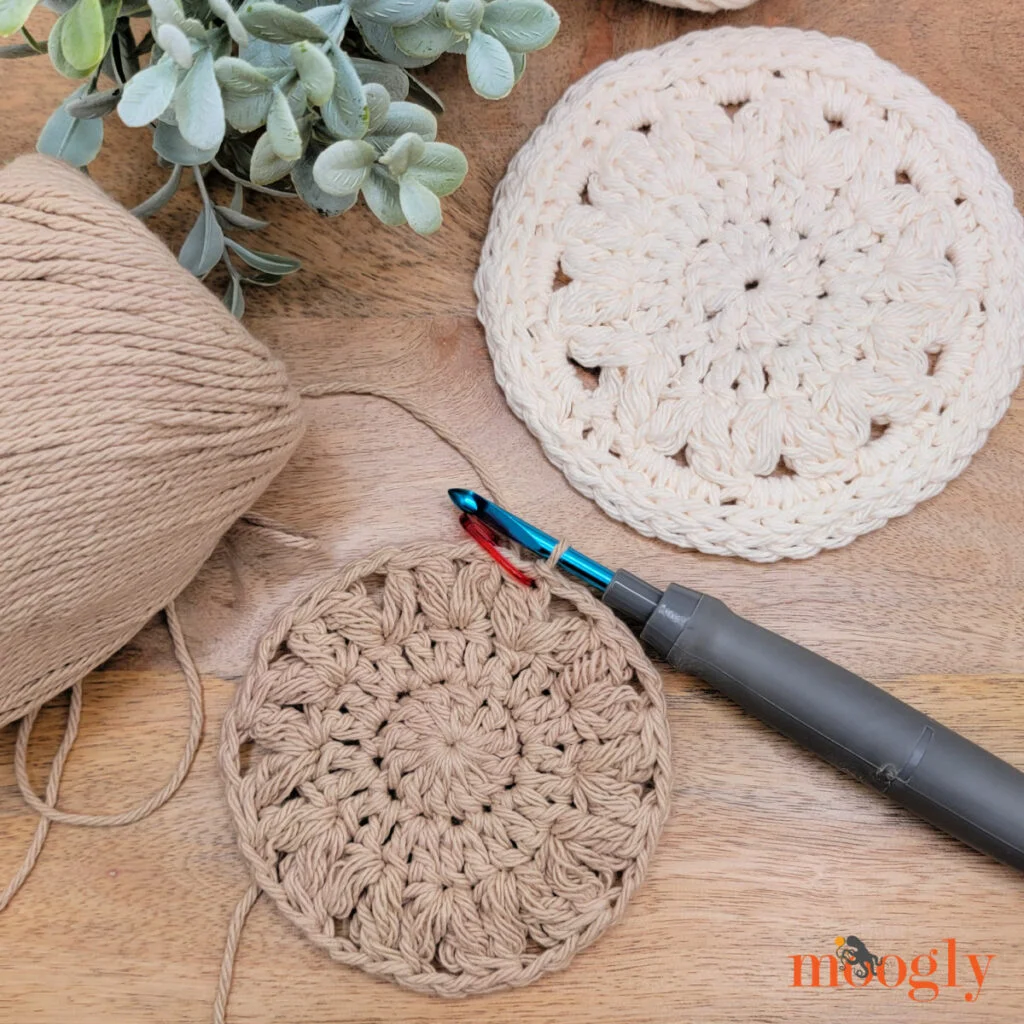 Floral Farmhouse Crochet Coasters - WIP