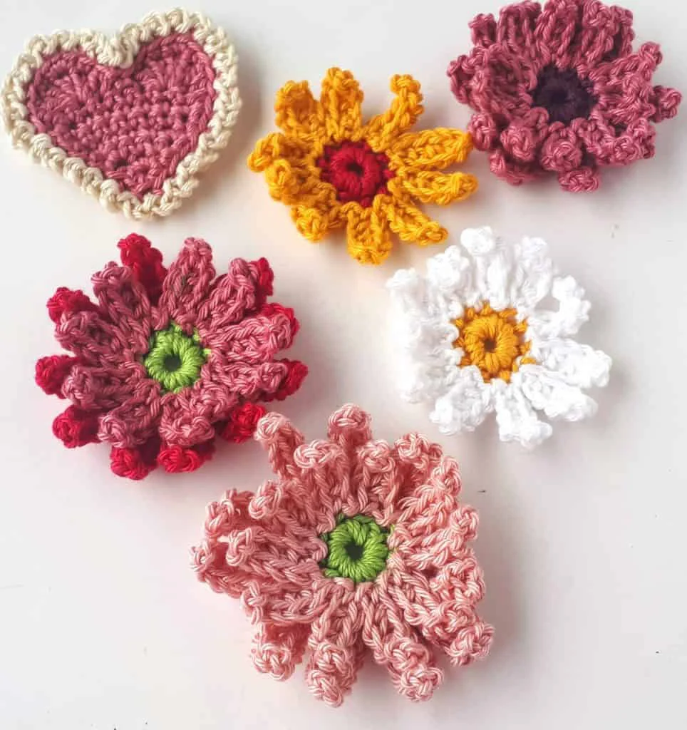Gerbera Crochet Flowers on a table