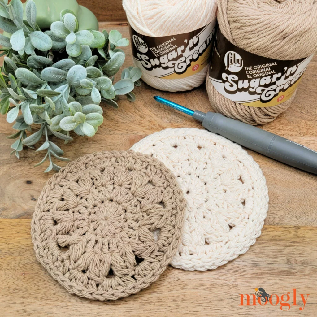 Floral Farmhouse Crochet Coasters with Lily Sugar'n Cream