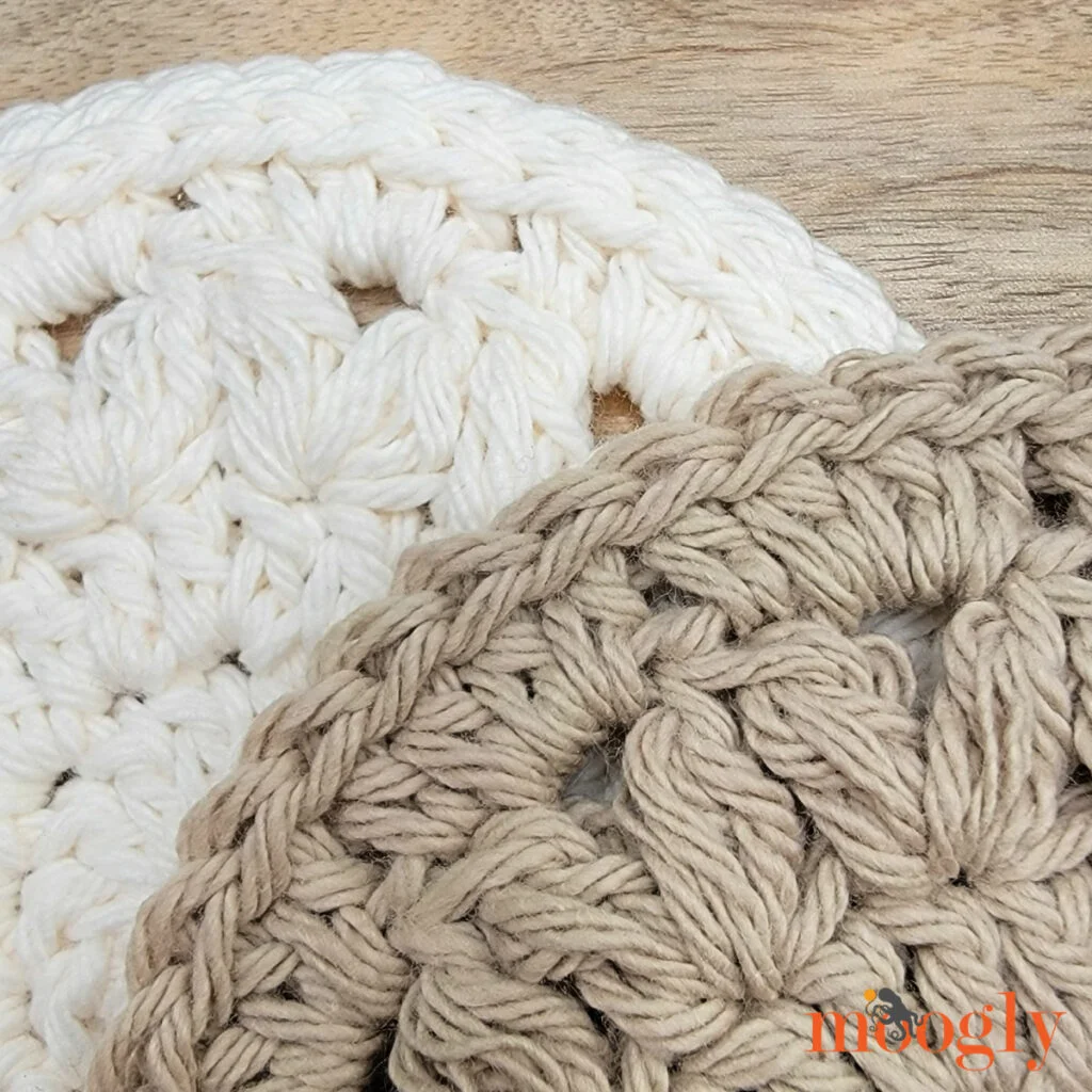Floral Farmhouse Crochet Coasters - closeup