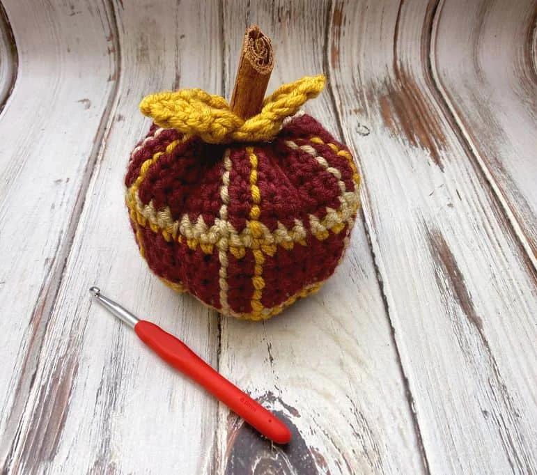 tartan plaid crochet pumpkin