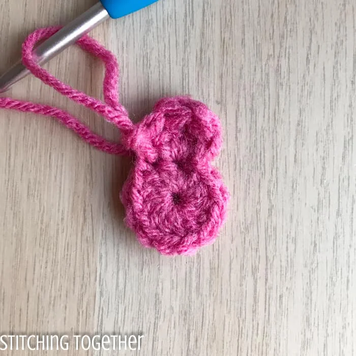 completed first petal of crochet flower