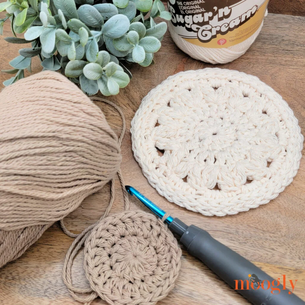 Floral Farmhouse Crochet Coasters - WIP